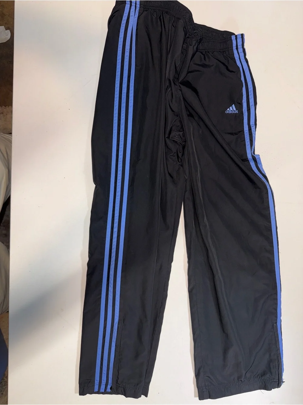 adidas Black Track pants with Blue Side Stripes